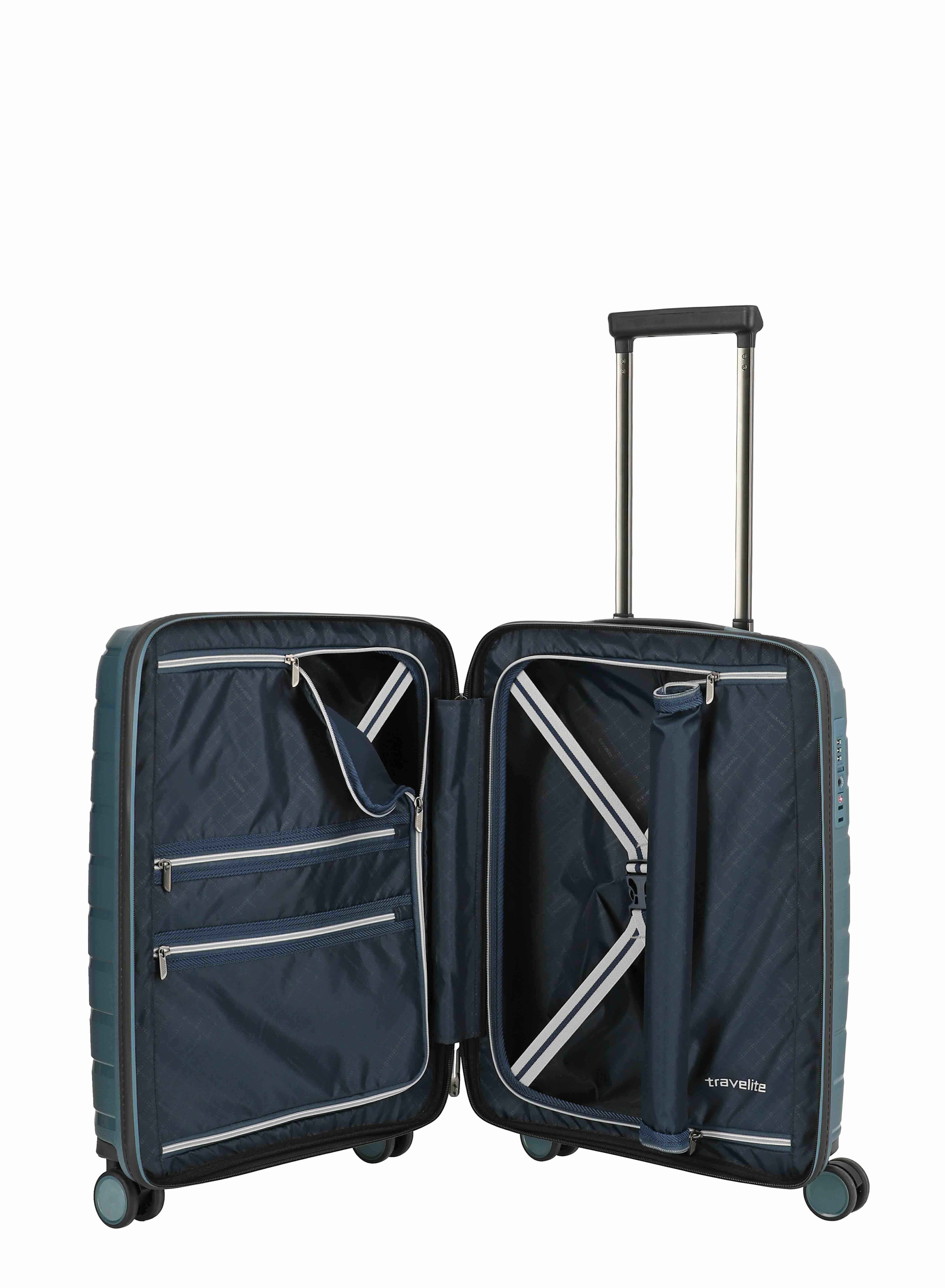travelite  AIR BASE 4-Rad Trolley S mit Vortasche, Eisblau, 39 x 55 x 23cm