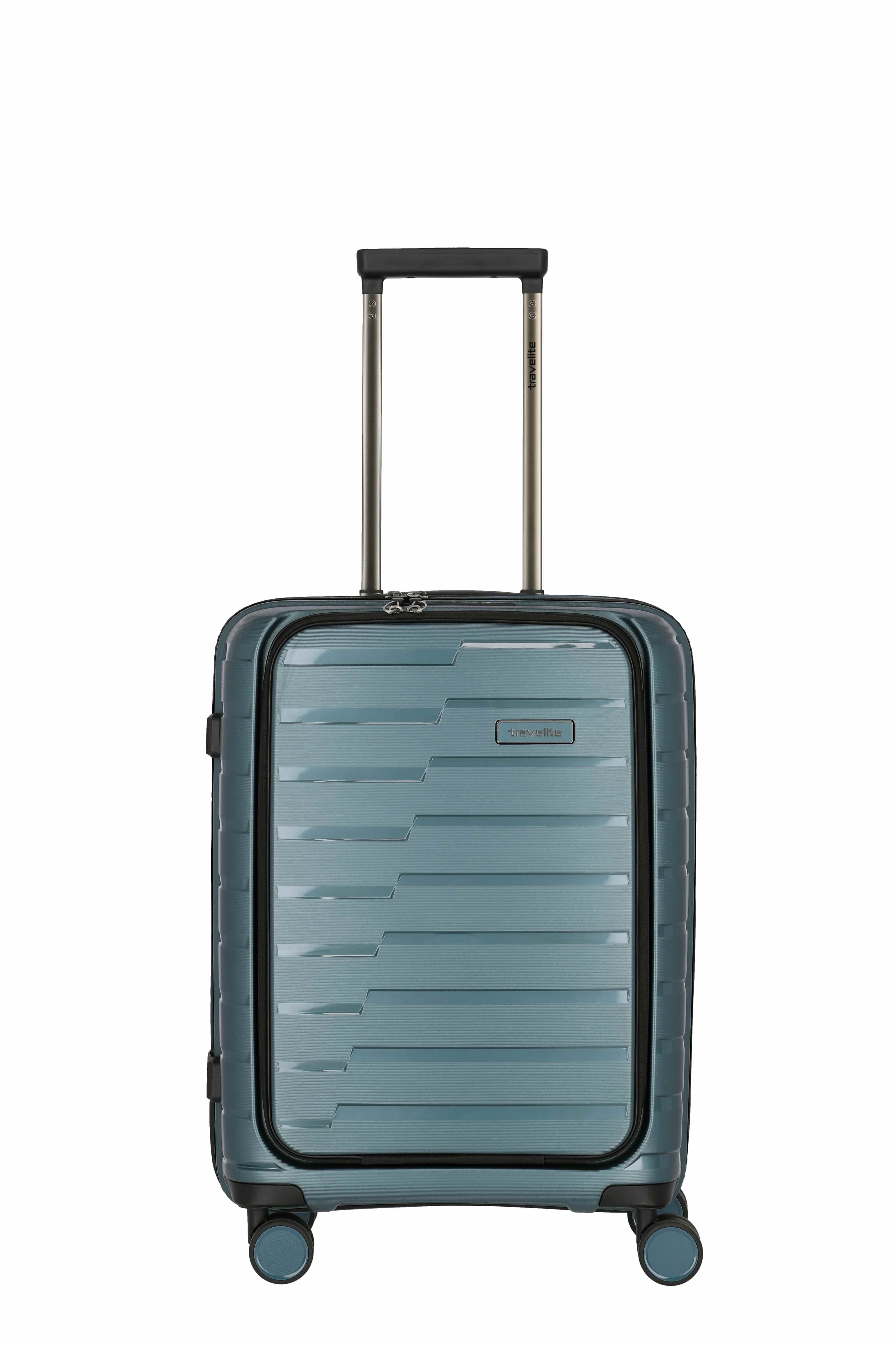 travelite  AIR BASE 4-Rad Trolley S mit Vortasche, Eisblau, 39 x 55 x 23cm