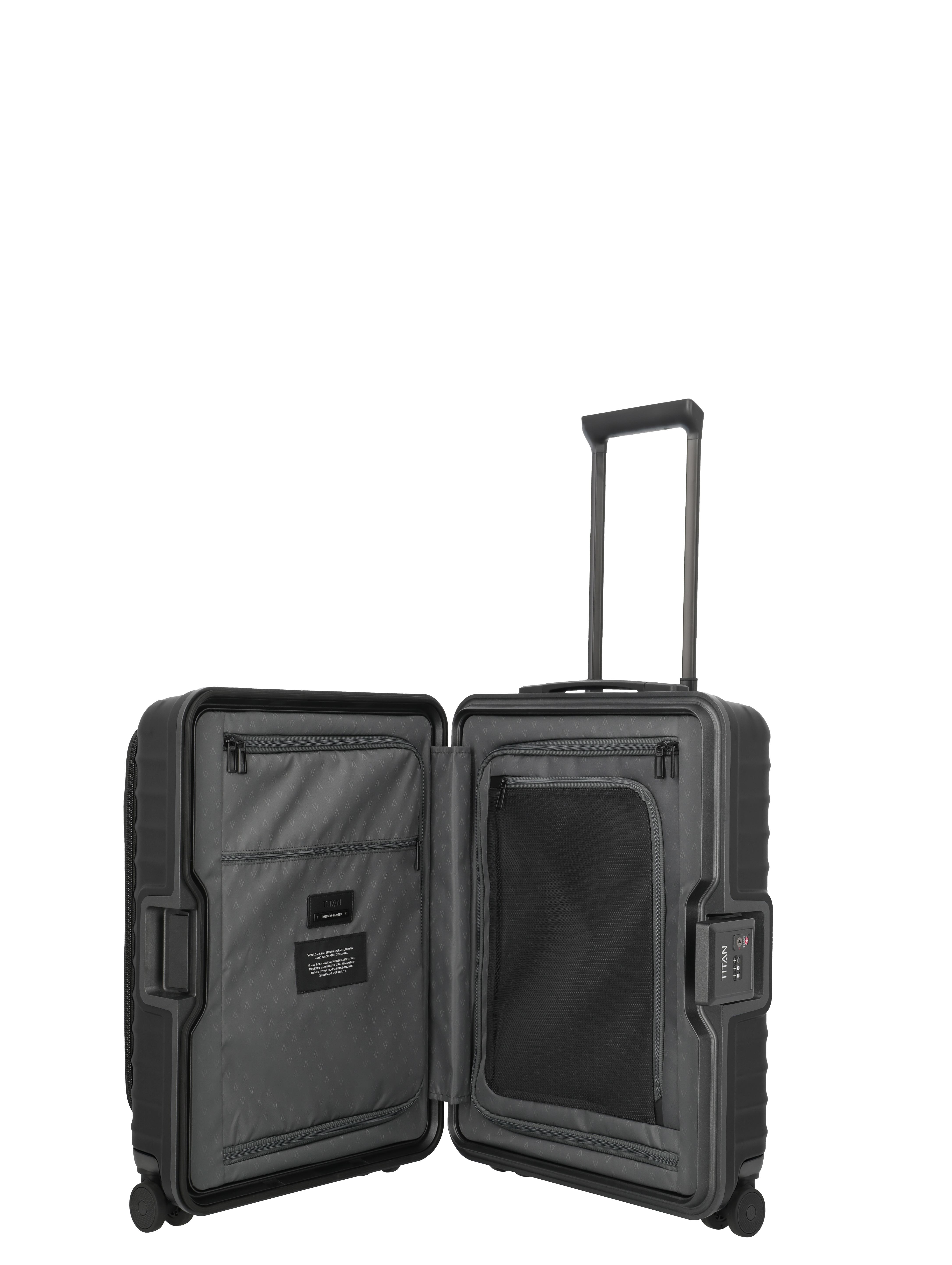TITAN, OVERSEAS, 4-Rad-Trolley, S mit Vortasche, Nightshade Black TITAN, OVERSEAS, 4-Rad-Trolley, S mit Vortasche, Nightshade Black