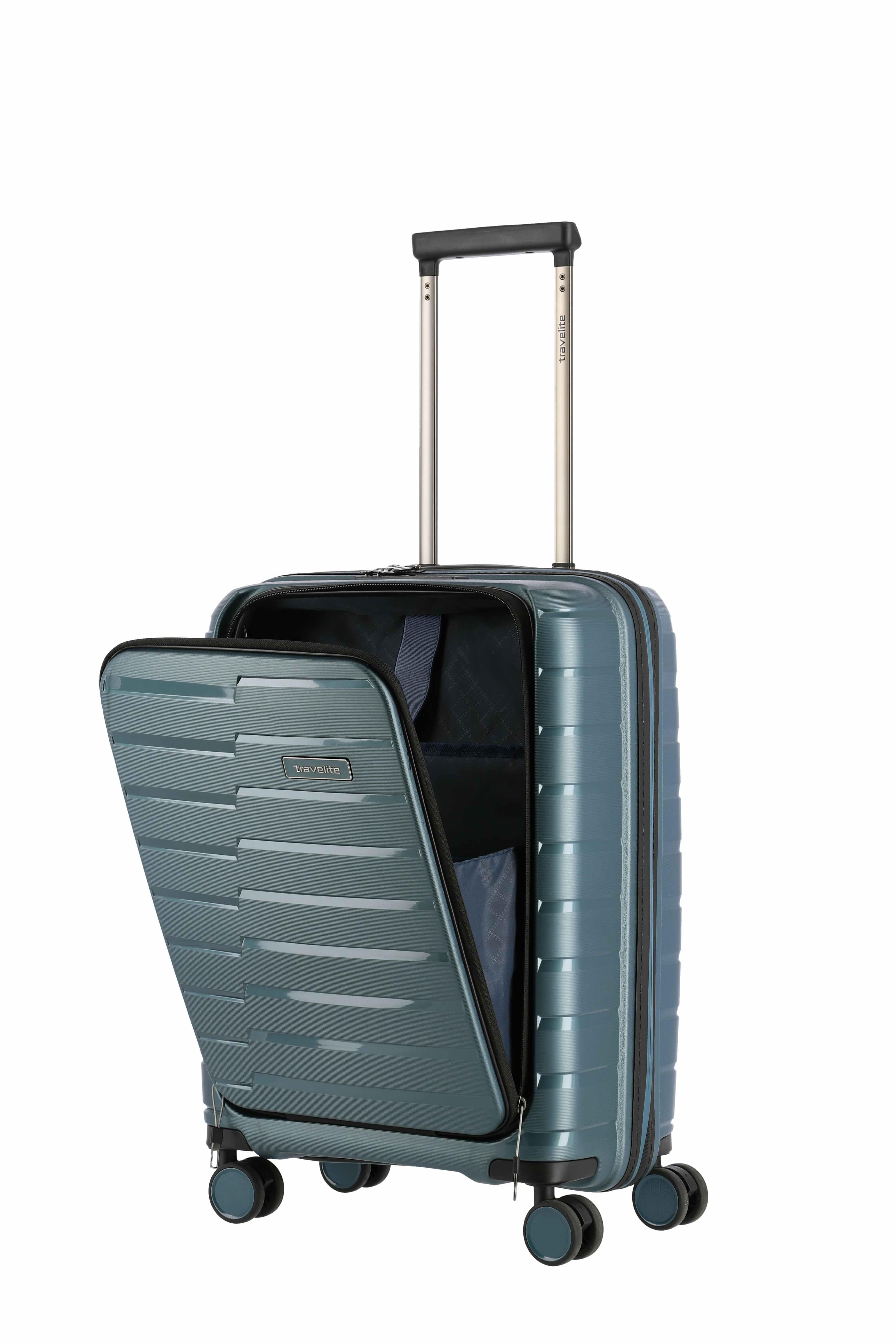 travelite  AIR BASE 4-Rad Trolley S mit Vortasche, Eisblau, 39 x 55 x 23cm