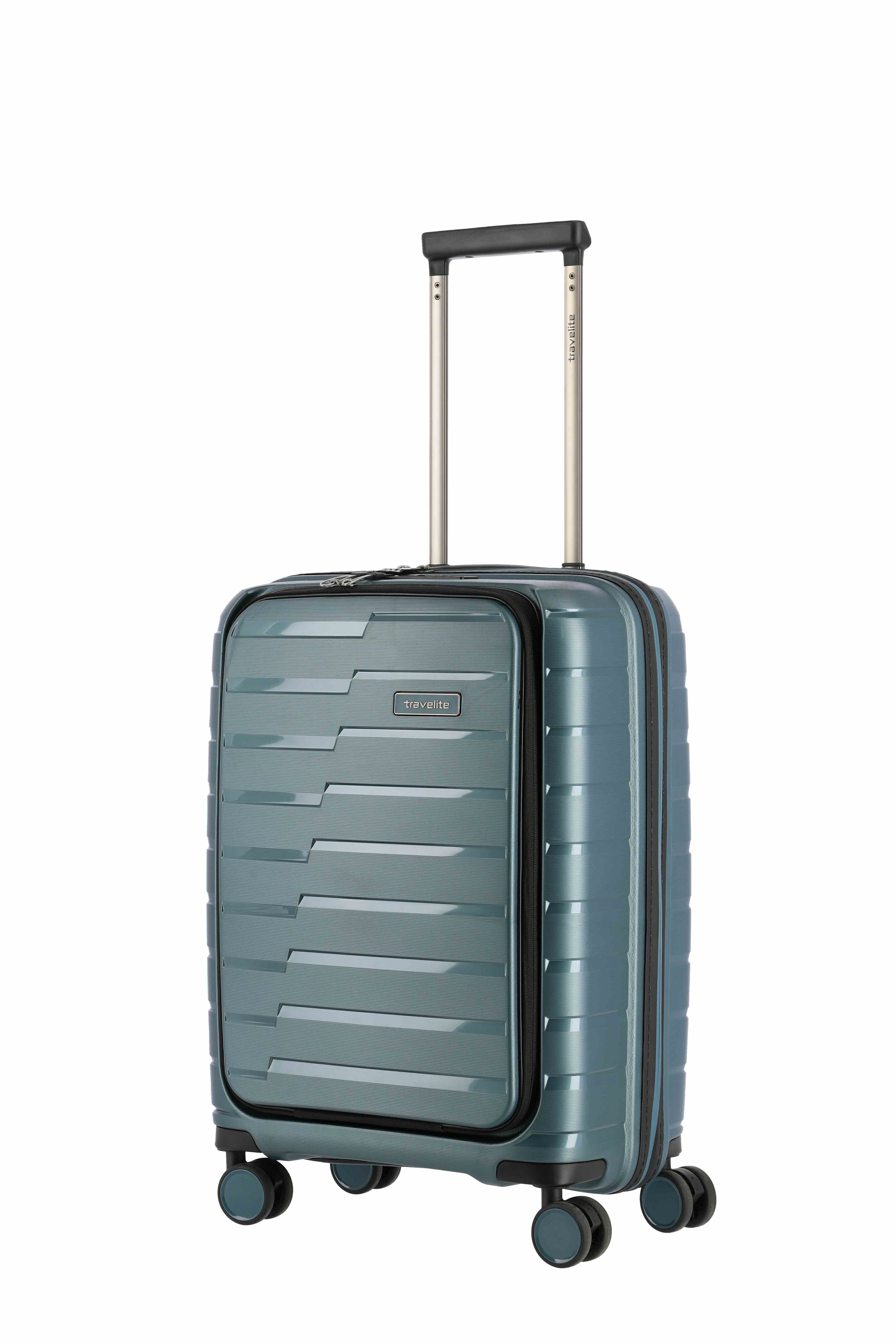 travelite  AIR BASE 4-Rad Trolley S mit Vortasche, Eisblau, 39 x 55 x 23cm