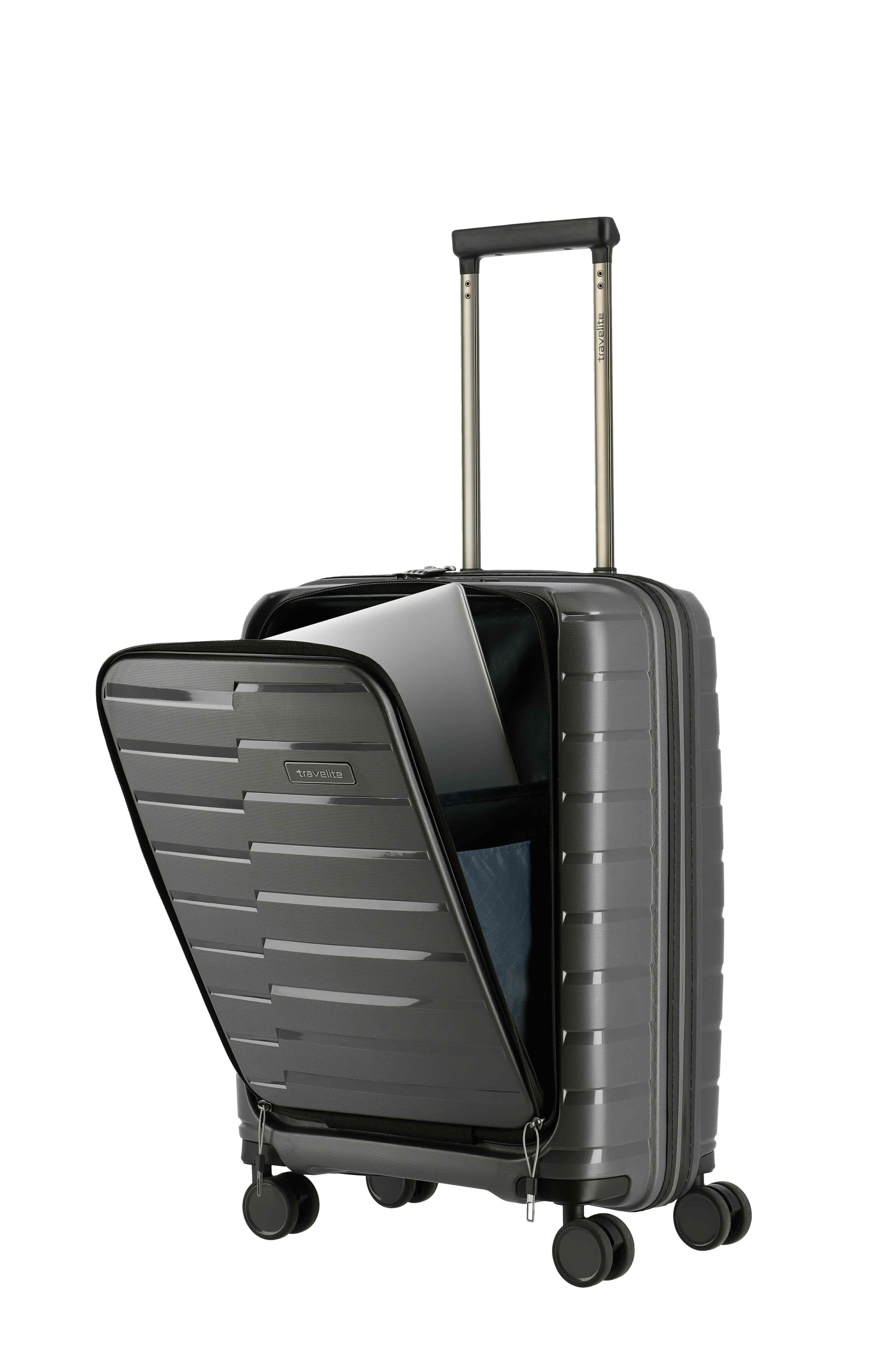 travelite  AIR BASE 4-Rad Trolley S mit Vortasche, Anthrazit, 39 x 55 x 23cm